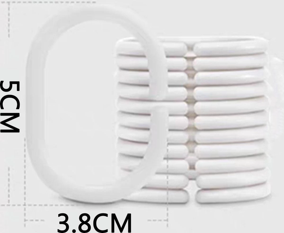 Su.B.dgn Douchegordijn 120x180 Anti Schimmel Polyester Badkamer Douchegordijn Wasbaar Met 12 Ringen | Grijs - Afbeelding 6