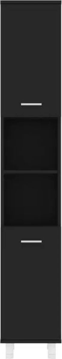 VidaXL Badkamerkast 30x30x179 Cm Spaanplaat Zwart