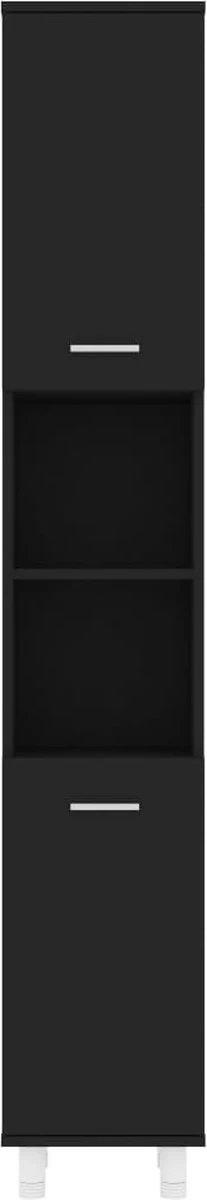 VidaXL Badkamerkast 30x30x179 Cm Spaanplaat Zwart - Afbeelding 13