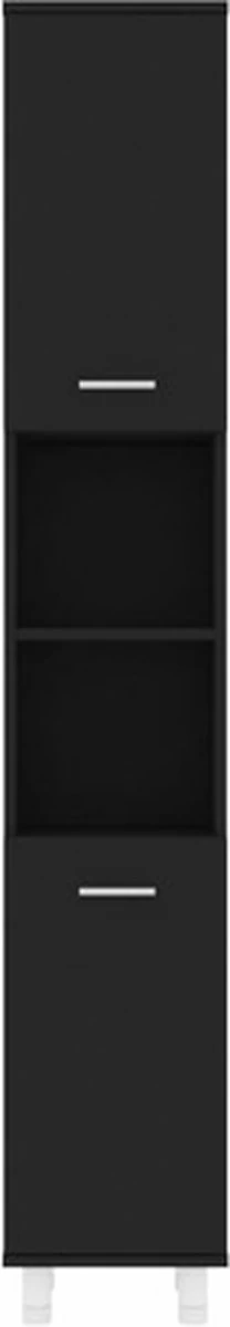 VidaXL Badkamerkast 30x30x179 Cm Spaanplaat Zwart - Afbeelding 11