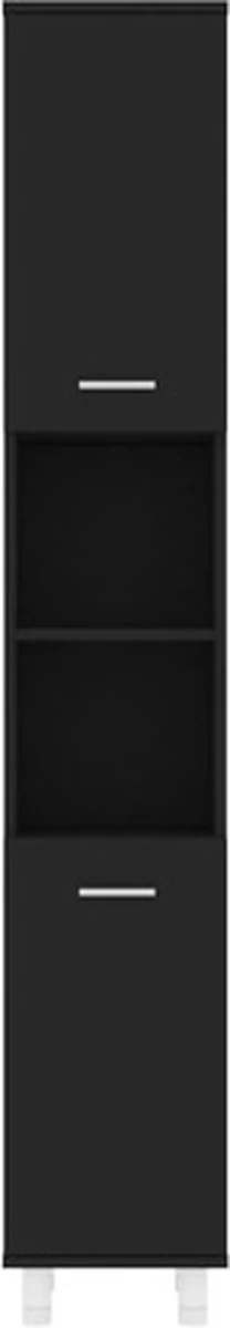VidaXL Badkamerkast 30x30x179 Cm Spaanplaat Zwart - Afbeelding 8