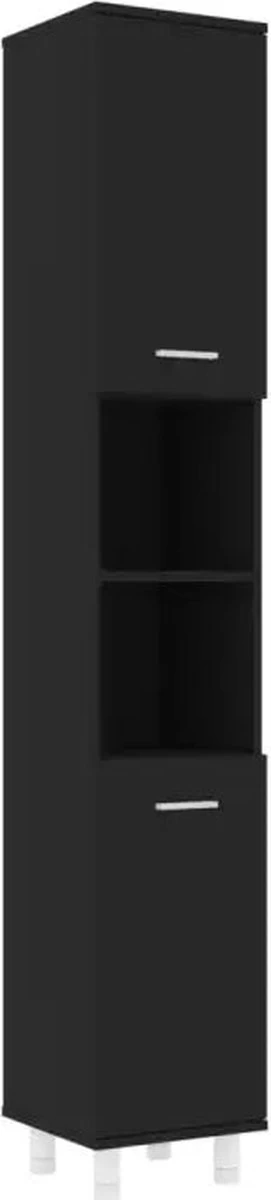 VidaXL Badkamerkast 30x30x179 Cm Spaanplaat Zwart - Afbeelding 15