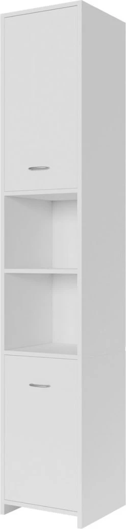 Casaria Badkamerkast - 6 Vakken/ 2 Deuren - Slank En Elegant - Wit