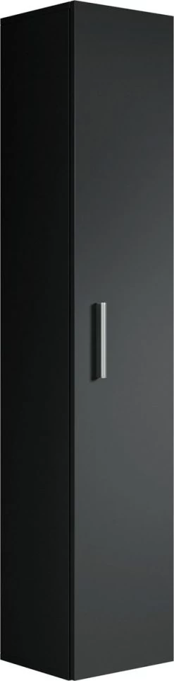 Badplaats Badkamerkast Pluto 30 X 30 X 150 Cm - Zwart - Hangende Kolomkast Met 1 Deur