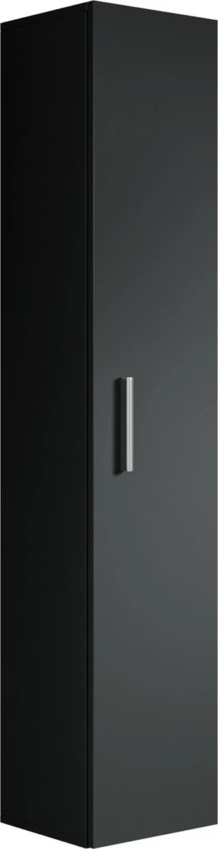 Badplaats Badkamerkast Pluto 30 X 30 X 150 Cm - Zwart - Hangende Kolomkast Met 1 Deur