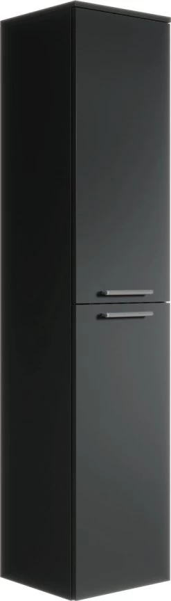 Badplaats Badkamerkast Saturnus 35 Cm X 35 Cm X 130 Cm - Zwart - Hangende Kolomkast Met Twee Deuren