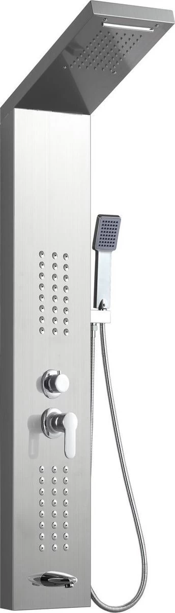 Badplaats Douchepaneel Toulon - RVS - Regendouche Met Mengkraan En Douchekop