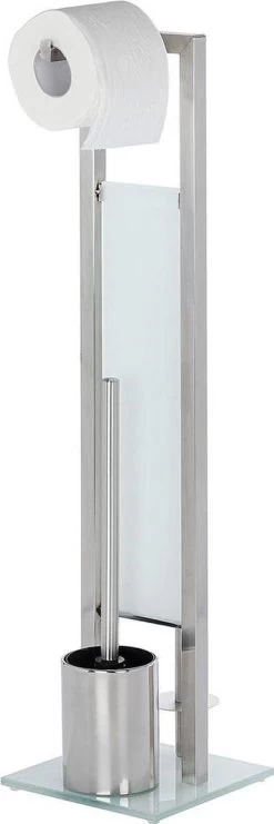 WENKO Toiletbutler Rivalta RVS Mat - Toiletborstel Met Houder, Toiletrolhouder En Reserverolhouder