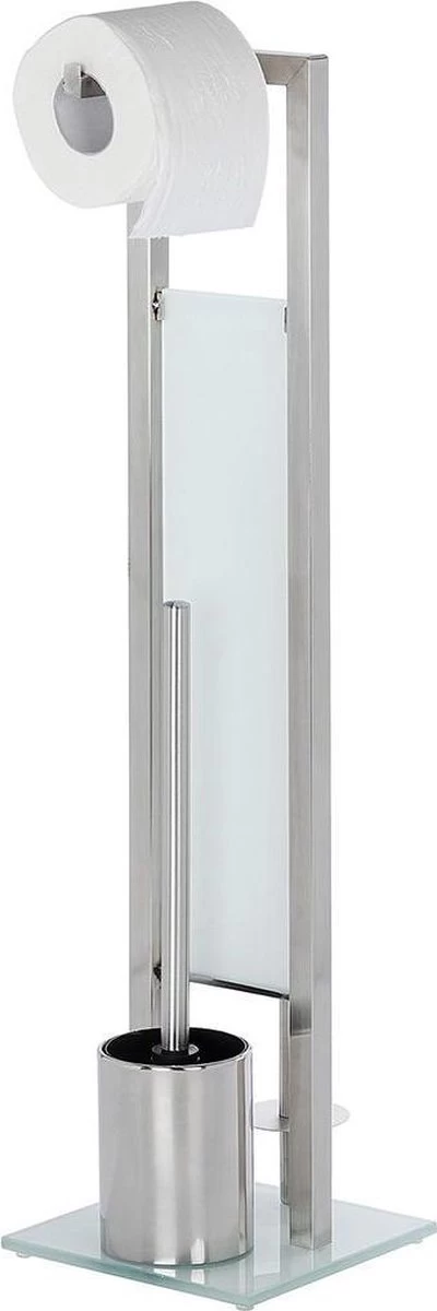 WENKO Toiletbutler Rivalta RVS Mat - Toiletborstel Met Houder, Toiletrolhouder En Reserverolhouder
