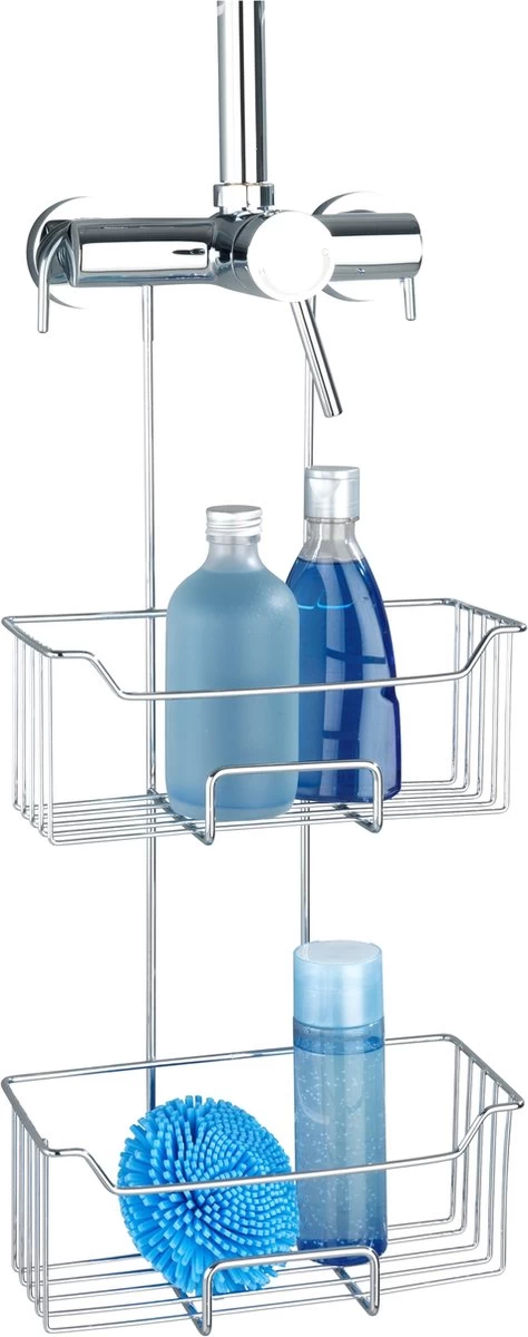 WENKO Doucherek Milo 2-laags 25x55cm RVS Glanzend - Doucherek Zonder Boren - Doucherek Hangend - Afbeelding 7