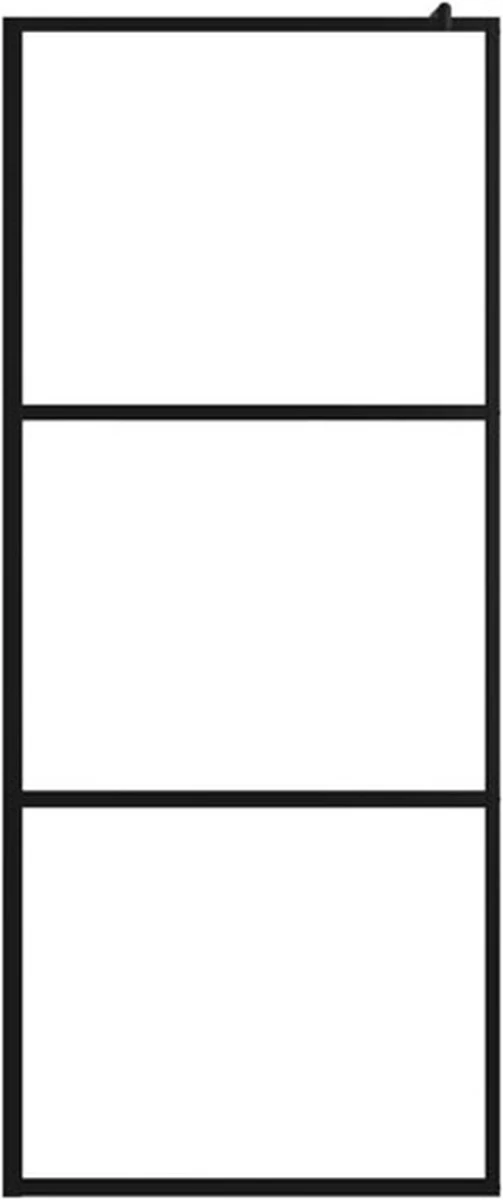 VidaXL Inloopdouchewand Transparant 90x195 Cm ESG-glas Zwart - Afbeelding 6
