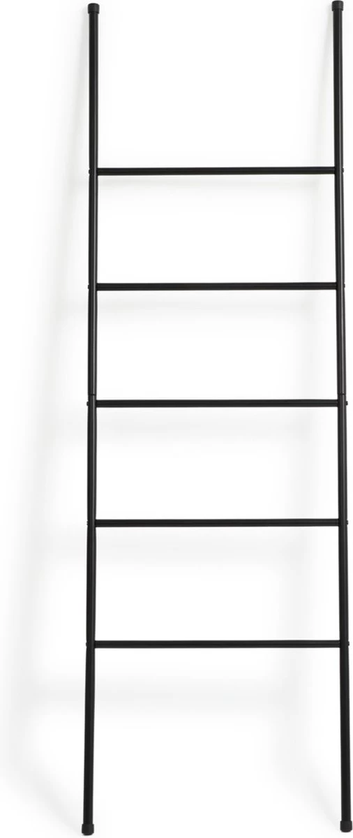 Lifa Bathing Handdoekladder - Multifunctionele Handdoekenrek - Zwarte Handdoekhouder - Staand - 5 Treden - Metaal - Voor Kleding, Handdoeken En Beddengoed - Badkamer, Keuken En Woonkamer - 50 X 160 Cm - Afbeelding 6