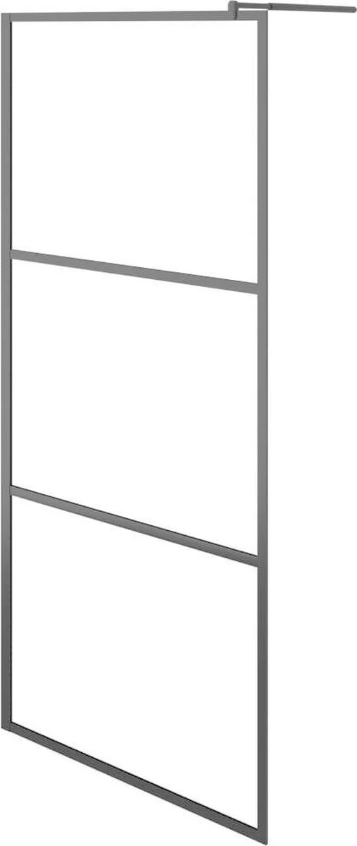 VidaXL Inloopdouchewand Transparant 90x195 Cm ESG-glas Zwart - Afbeelding 8
