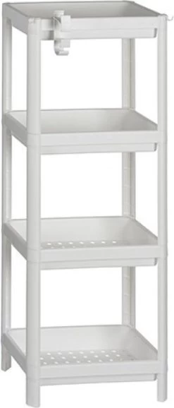 Badkamerrek/opbergkast Wit Kunststof 4-laags 36 X 23 X 100 Cm - Handdoeken En Toiletspullen Badkamerrekjes