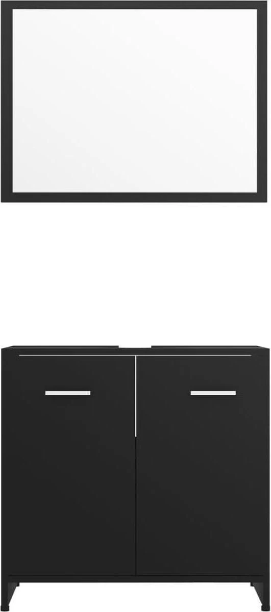 VidaXL Badkamermeubelset Bewerkt Hout Zwart - Afbeelding 5