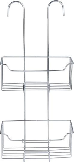 WENKO Doucherek Milo 2-laags 25x55cm RVS Glanzend - Doucherek Zonder Boren - Doucherek Hangend