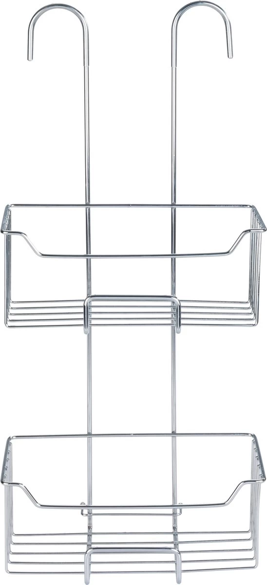 WENKO Doucherek Milo 2-laags 25x55cm RVS Glanzend - Doucherek Zonder Boren - Doucherek Hangend