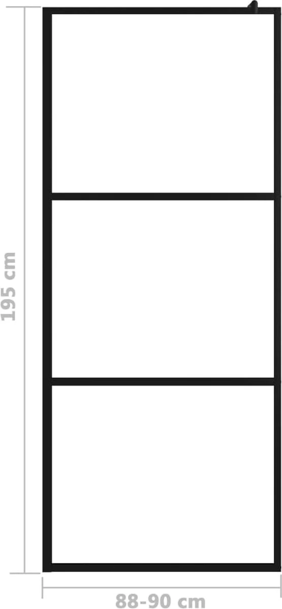 VidaXL Inloopdouchewand Transparant 90x195 Cm ESG-glas Zwart - Afbeelding 7