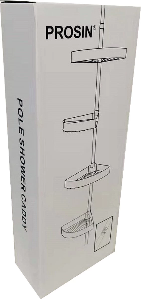 PROSIN® Telescopisch Doucherek - Shower Rack - Shower Caddy - Mat Zwart - Verstelbaar 108-274cm - 4 Lagen - Badkamerrek - Hoekrek - Opbergrek - Keukenrek - Kruidenrek - Keukenrek Staand - Afbeelding 3