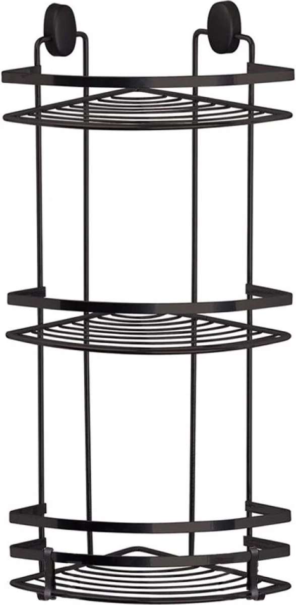 Concorde - Doucherekje Met Haakjes Hoek Model 3-laags - Zwart - H50 Cm - Afbeelding 2