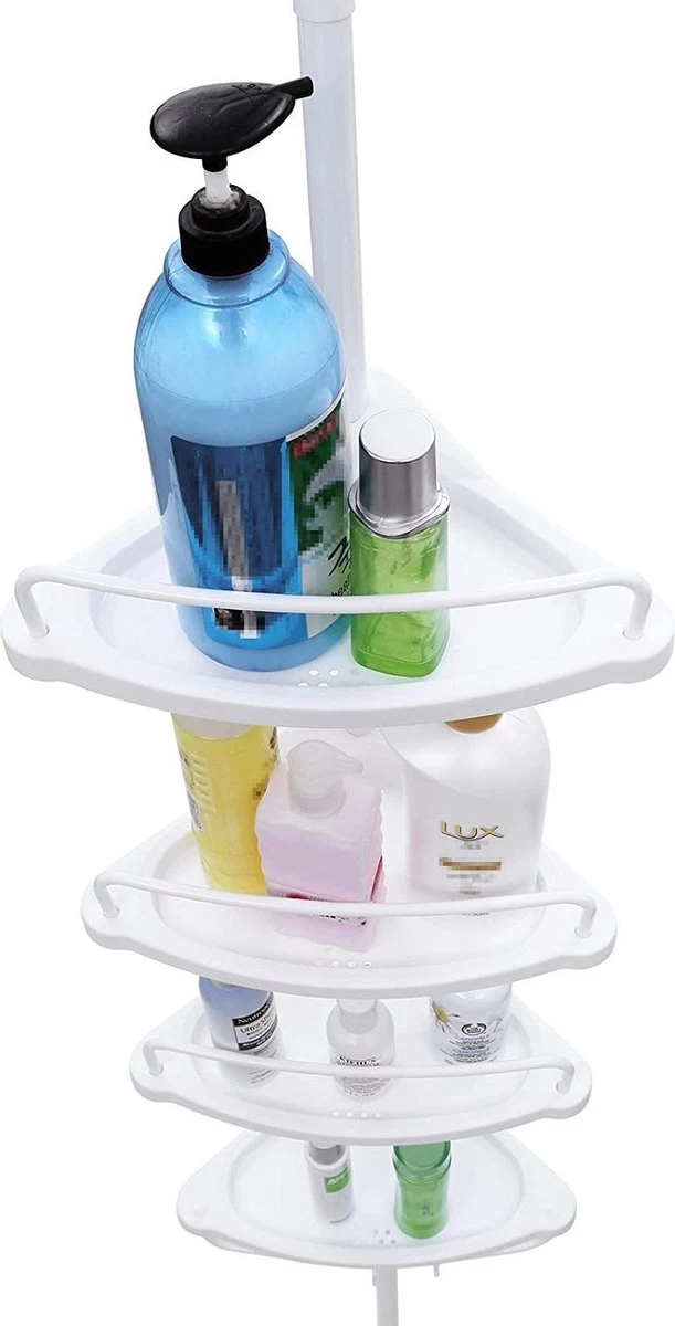 Hoppa! Telescopisch Doucherek Zonder Boren / Uitschuifbaar Douche Rek Van 85-305 Cm - Badopbergrek - Wit - Afbeelding 9