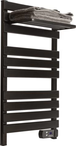 CREATE WARM TOWEL 500W - Elektrisch Handdoekenrek Voor Aan De Muur Met Plank - Zwart