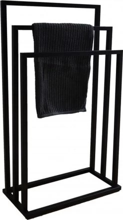 Badkamerhanger Handdoekenrek 3 Armen Zwart