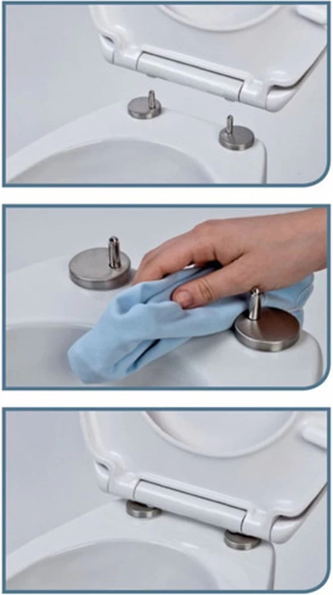 SCHÜTTE WC-Bril 82910 D-SHAPE WHITE - Duroplast - D-vorm - Soft Close - Afklikbaar - RVS-Scharnieren - Gelakt - Wit - Afbeelding 10