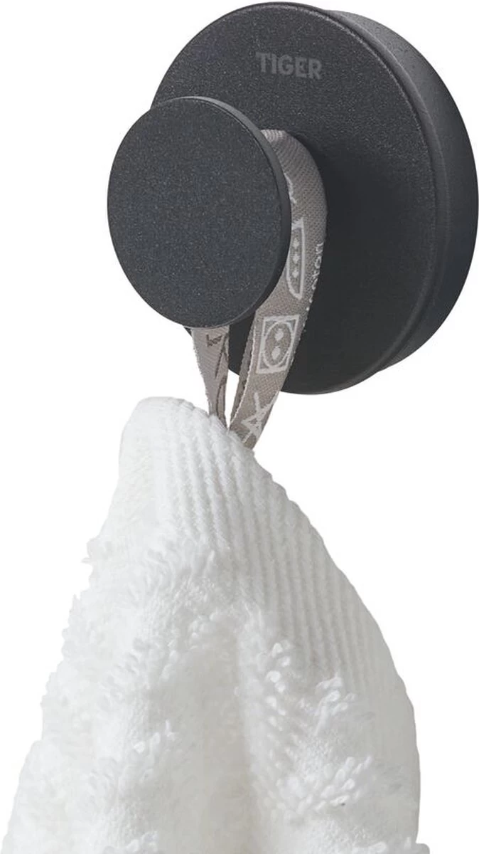 Tiger Urban - Handdoekhaak Groot (1x) - ø 5 Cm - Inclusief 2 Decorringen - Zwart - Afbeelding 4