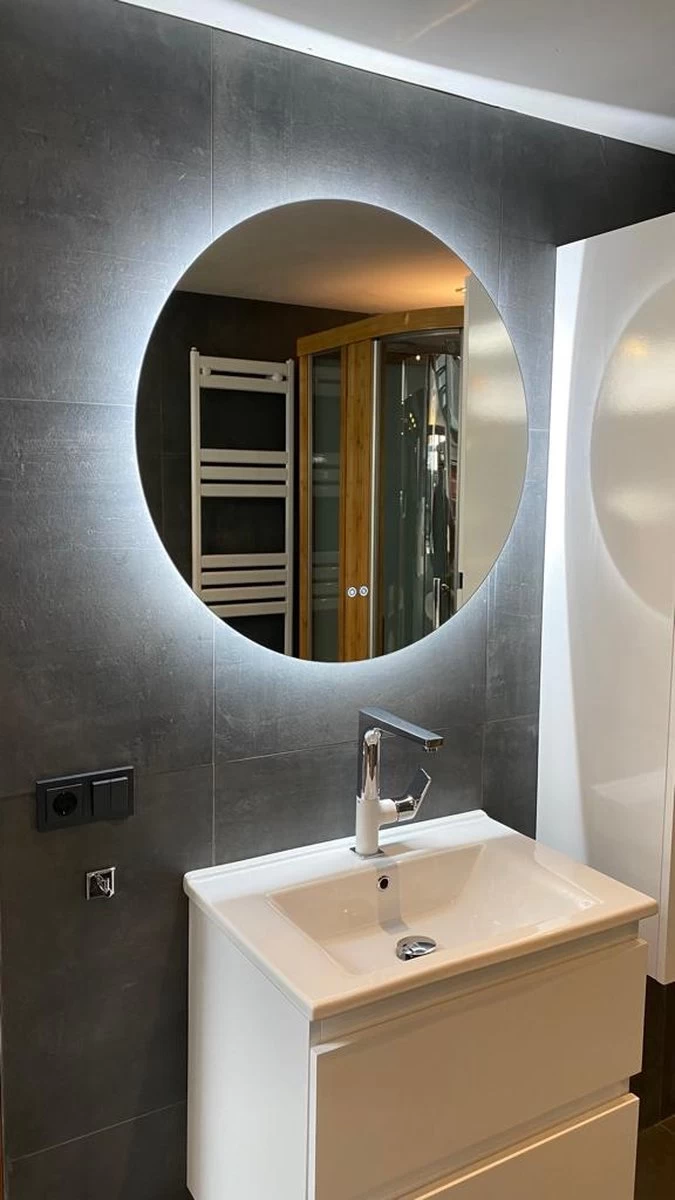 Sunlight - Badkamerspiegel - Rond - 80x80cm - Spiegelverwarming - LED Verlichting - Dimbaar - Touch Sensor - Afbeelding 13