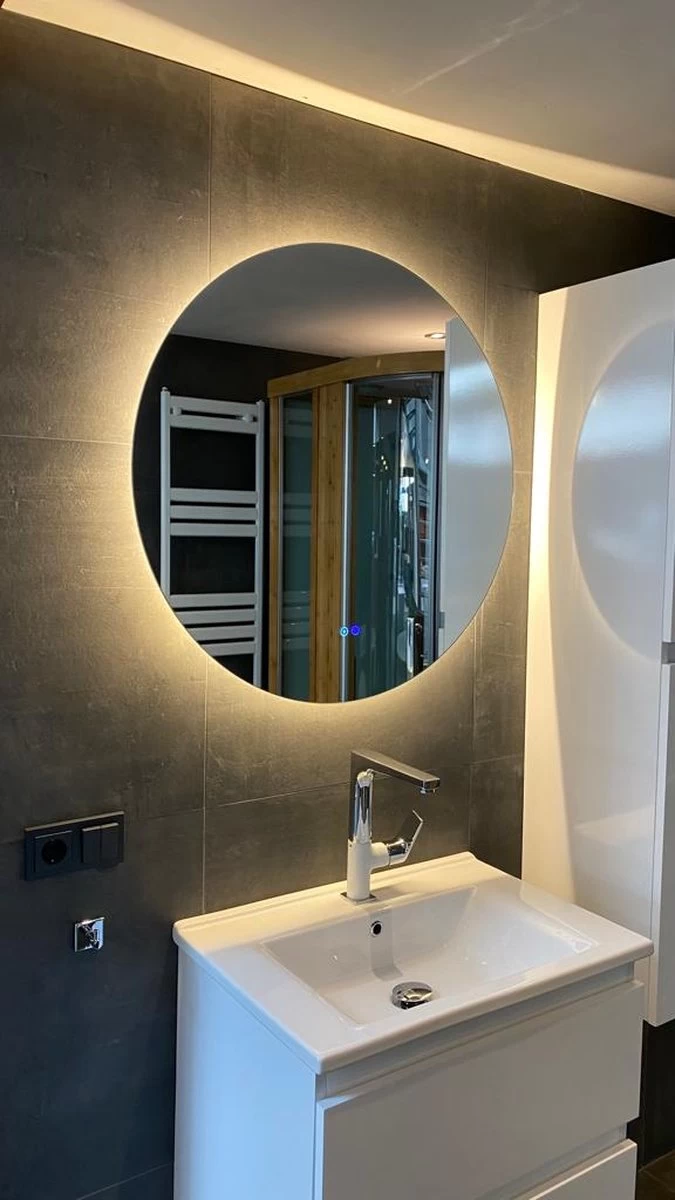 Sunlight - Badkamerspiegel - Rond - 80x80cm - Spiegelverwarming - LED Verlichting - Dimbaar - Touch Sensor - Afbeelding 14