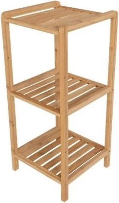 Merkloos Badkamerrek Bamboe - Badkamer Rek Van Hout - Veelzijdige Open Kast - 3 Etages