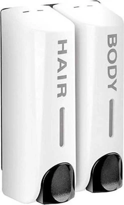 WiseGoods Luxe Zeepdispenser Shampoo - Desinfectie Dispenser Wandmontage Zeep Pomp - Zeeppompje Douche - Badkamer Muur - Wit 2st