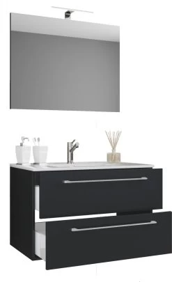 VCM 3-Delige Wastafel Badkamermeubelset Wastafel Badinos Lade Spiegel 3-Delige Wastafel Badkamermeubelset Wastafel Badinos Lade Spiegel