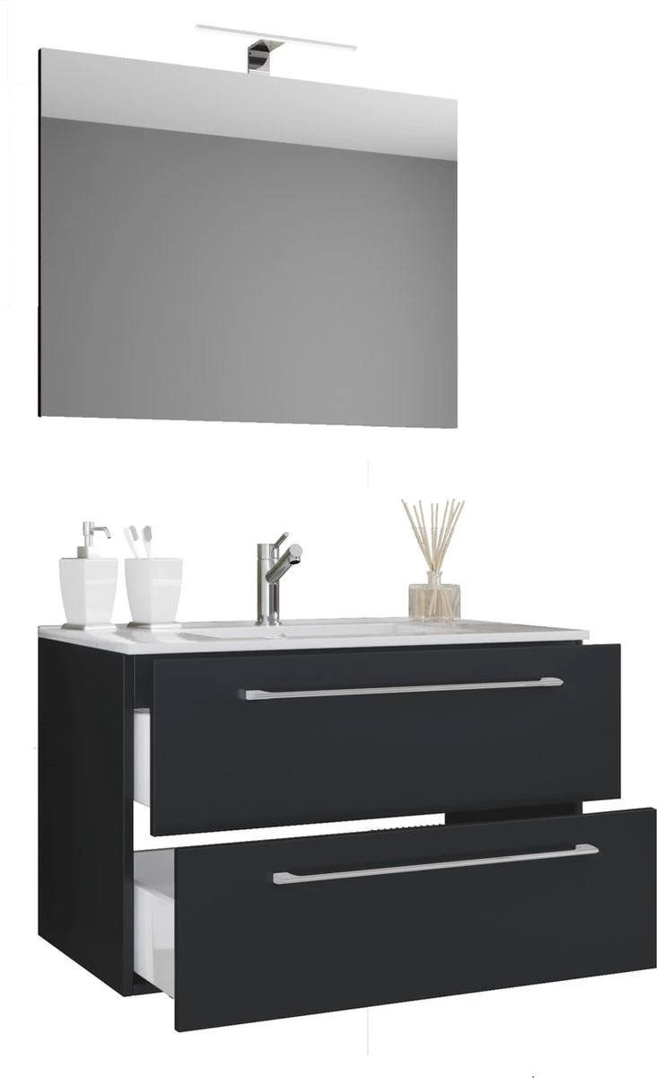 VCM 3-Delige Wastafel Badkamermeubelset Wastafel Badinos Lade Spiegel 3-Delige Wastafel Badkamermeubelset Wastafel Badinos Lade Spiegel