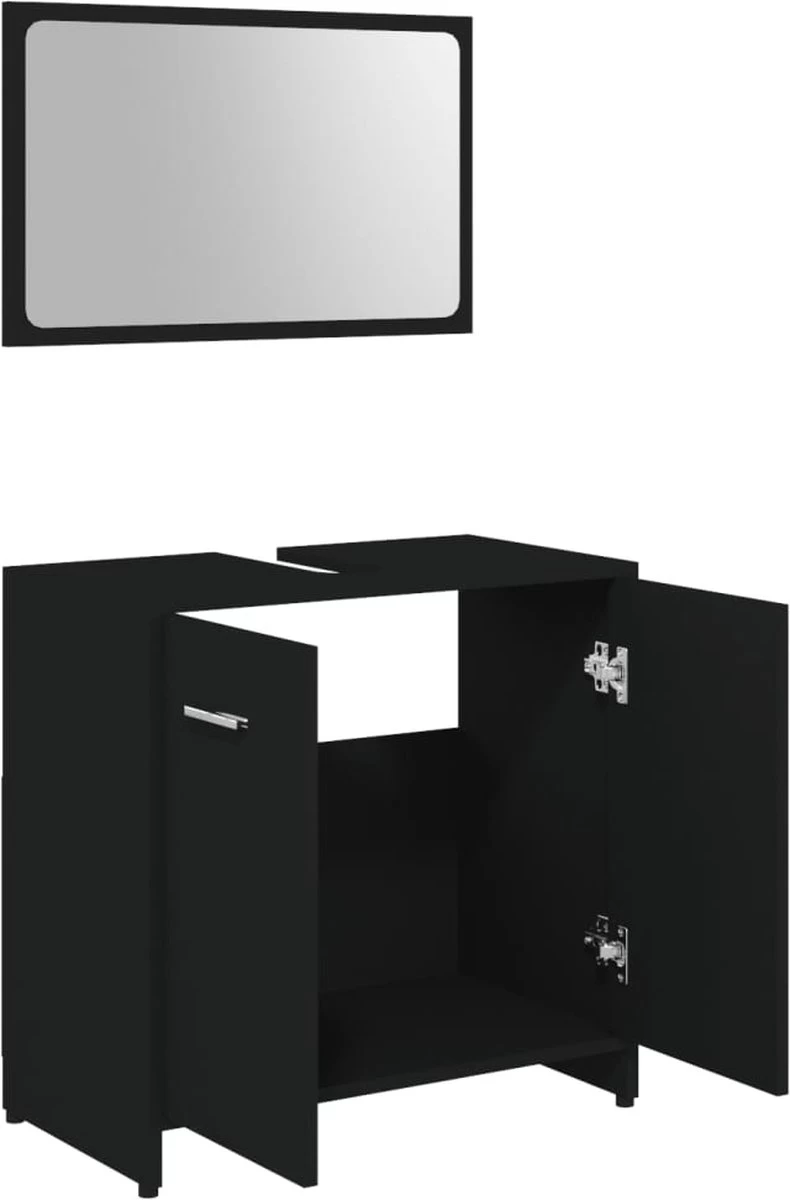 VidaXL Badkamermeubelset Bewerkt Hout Zwart - Afbeelding 8