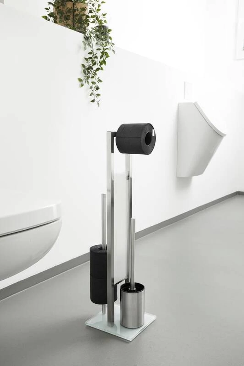 WENKO Toiletbutler Rivalta RVS Mat - Toiletborstel Met Houder, Toiletrolhouder En Reserverolhouder - Afbeelding 2