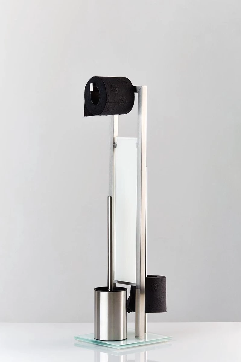 WENKO Toiletbutler Rivalta RVS Mat - Toiletborstel Met Houder, Toiletrolhouder En Reserverolhouder - Afbeelding 12