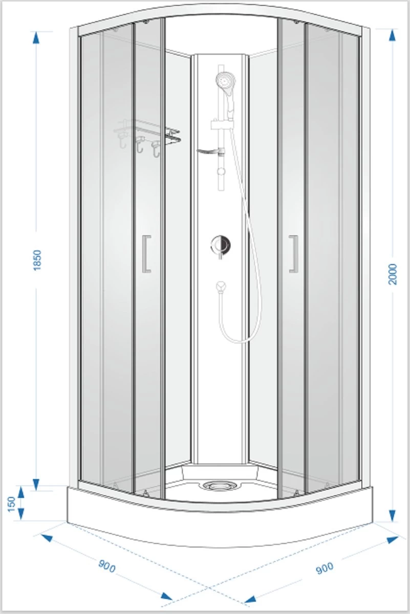 Sanifun Complete Douchecabine Steff 900 X 900 Kitvrij - Afbeelding 2