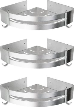 BrandtBergkamp RVS Doucherek 3 Laags – Zonder Boren – Doucherek Hangend – Badkamerrek Zilver