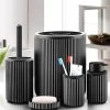 Badkamer Set - 5 Accessoires - Tandenborstelhouder - Zeepdispenser - WC Borstel - Zeepbakje - ZWART - Kayslus