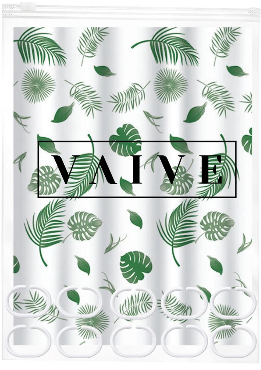 VAIVE Douchegordijn Groen 180x200 - Anti Schimmel - Douchegordijnen - Ringen - Afbeelding 6