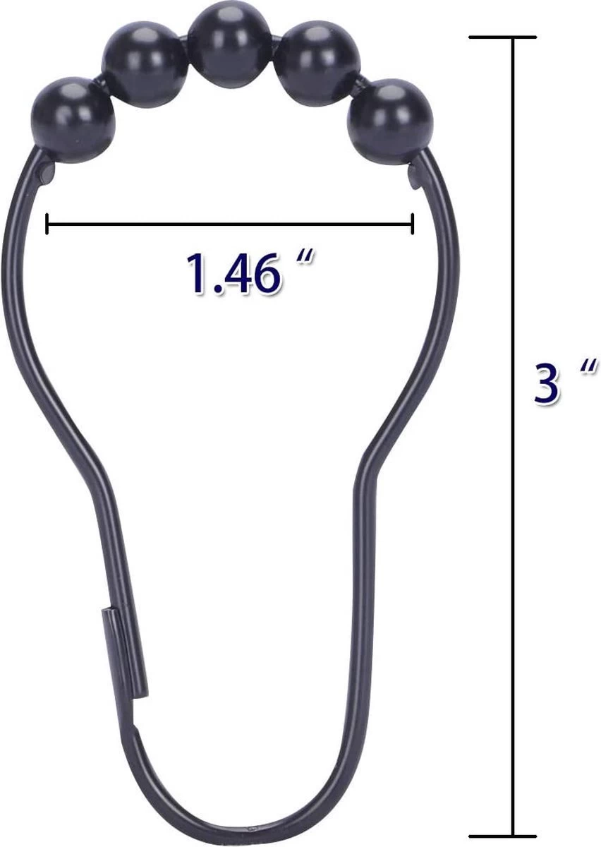 BOTC Gordijnringen - 12 Stuks Gordijn Haken - Gordijnhaken- RVS Gordijn Ringen Voor Gordijn Roede - Zwart - Afbeelding 9