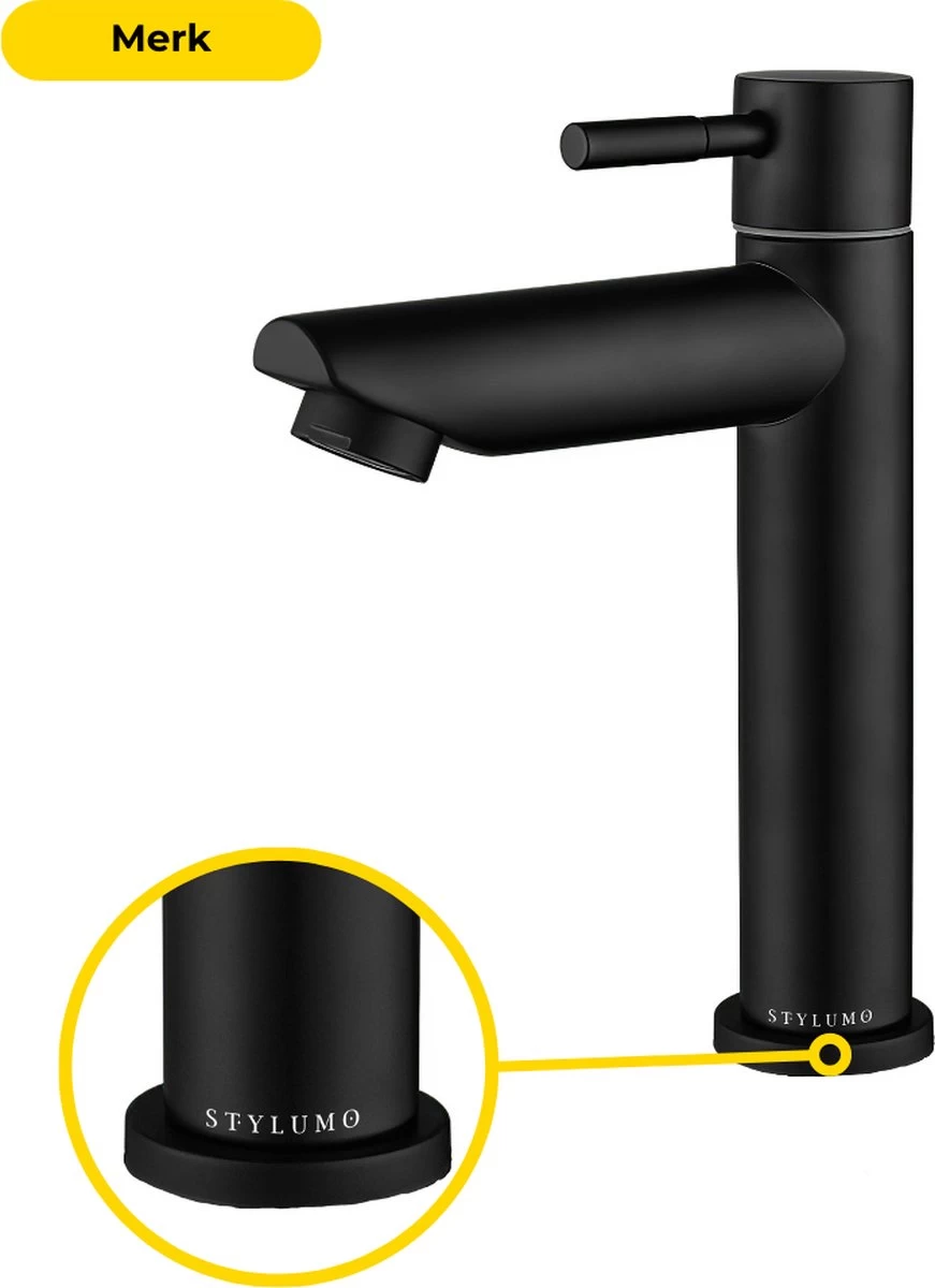 Stylumo Zwarte Toiletkraan – Fonteinkraan Zwart – Koudwaterkraan – WC Kraan – Badkamermeubel Kraan Alleen Koud Water - Afbeelding 8
