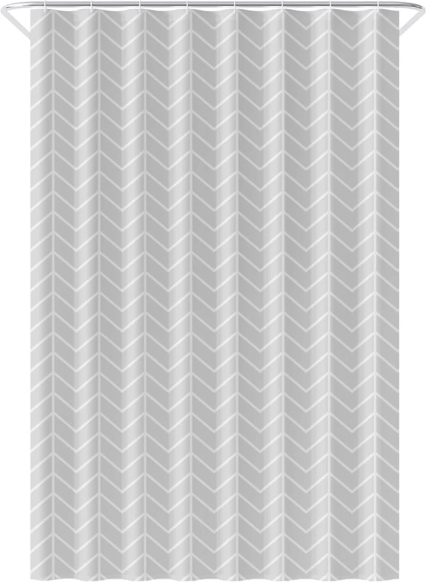 Loti Living Douchegordijn Anti Schimmel – Grijs Patroon - Inclusief Ringen – Waterdicht - Polyester - Douchegordijn 120x200 Cm