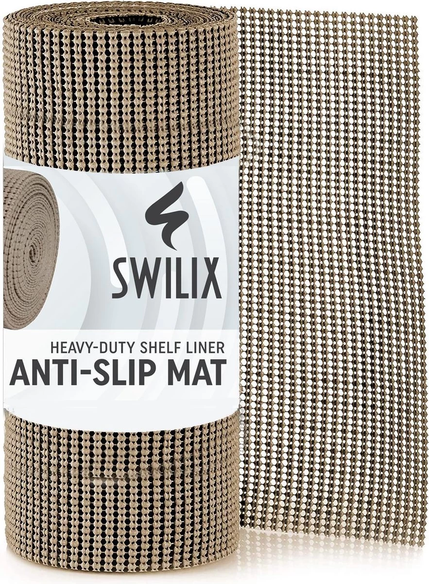 SWILIX ® Antislipmat Voor Kasten En Lades, Douchemat - Badkamermat - Badmat, Dienblad, Vloer - 4 Meter Rol - Anti Slip Mat - 400 X 30 Cm - Beige - Afbeelding 11