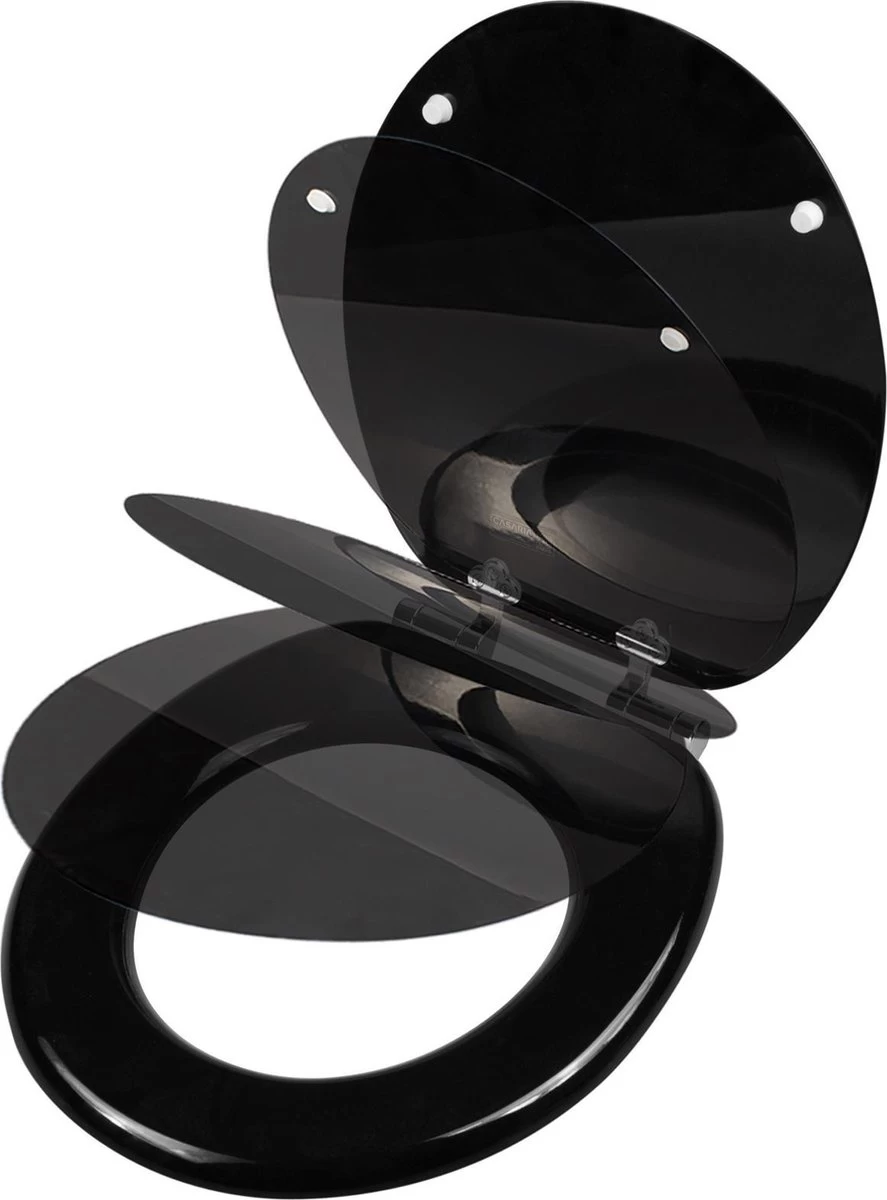 Casaria Wc-bril Met Deksel Sluitingsmechanisme Toiletzitting MDF Zwart - Afbeelding 10