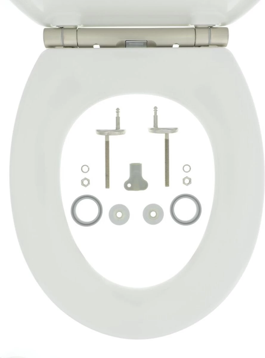 Tiger Boston - Toiletbril - WC Bril - Duroplast - Wit / RVS Geborsteld - Afbeelding 9