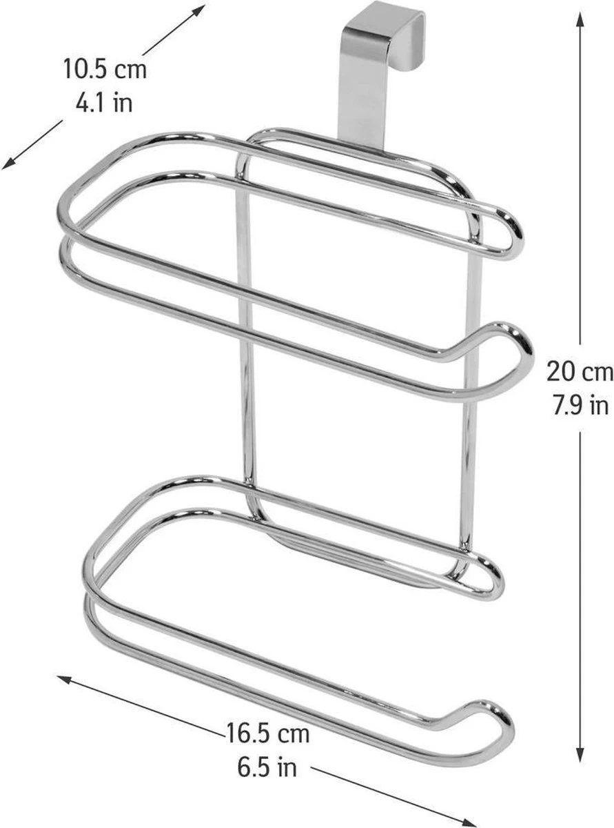 Wonderworker Clever - Hangende RVS Toiletpapier Houder - WC Rolhouder Hangend Verchroomd - Closetrolhouder - Reserverolhouder - WC Rol Houder - Dubbele Closetrolhouder - Zonder Boren & Schroeven - Geschikt Voor Toiletpot/Over De Deur - Verchroomd - Afbeelding 4