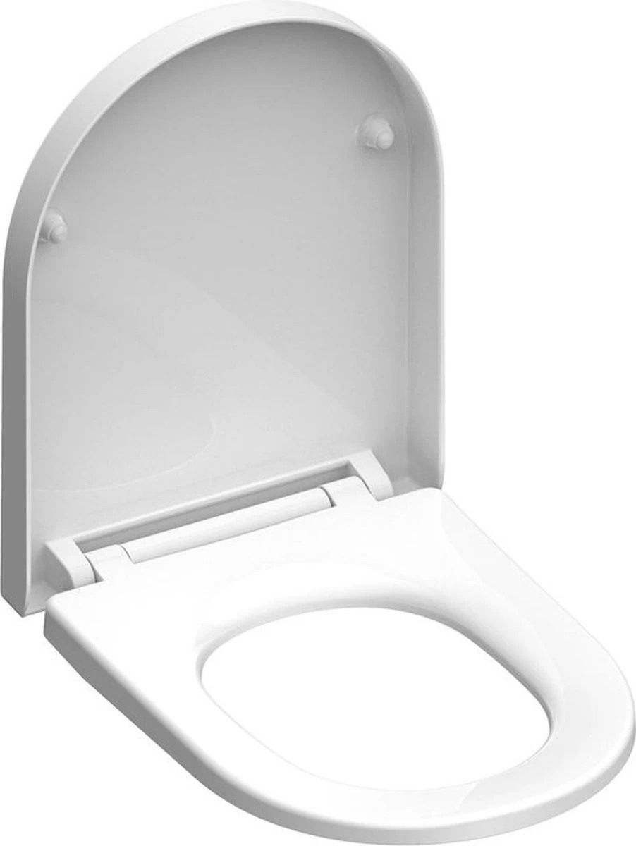 SCHÜTTE WC-Bril 82910 D-SHAPE WHITE - Duroplast - D-vorm - Soft Close - Afklikbaar - RVS-Scharnieren - Gelakt - Wit - Afbeelding 2